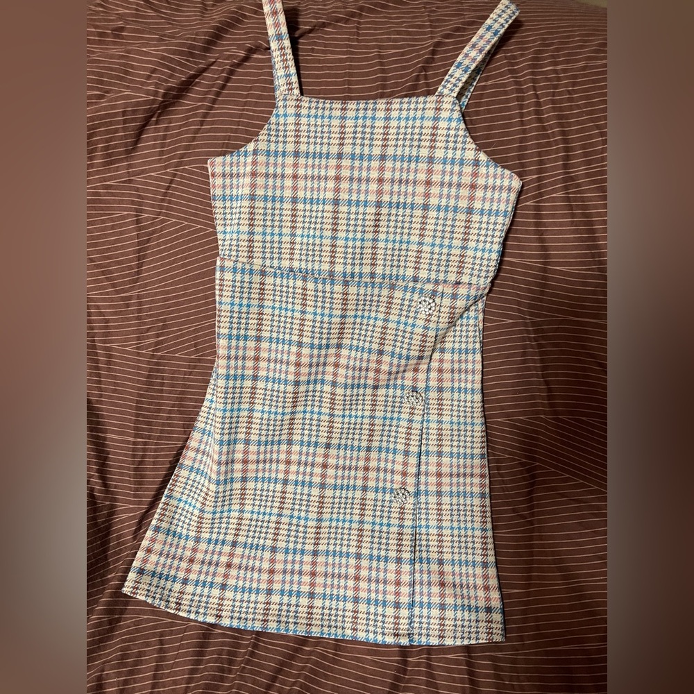 Rare Editions Blue and Pink Plaid Formal Dress